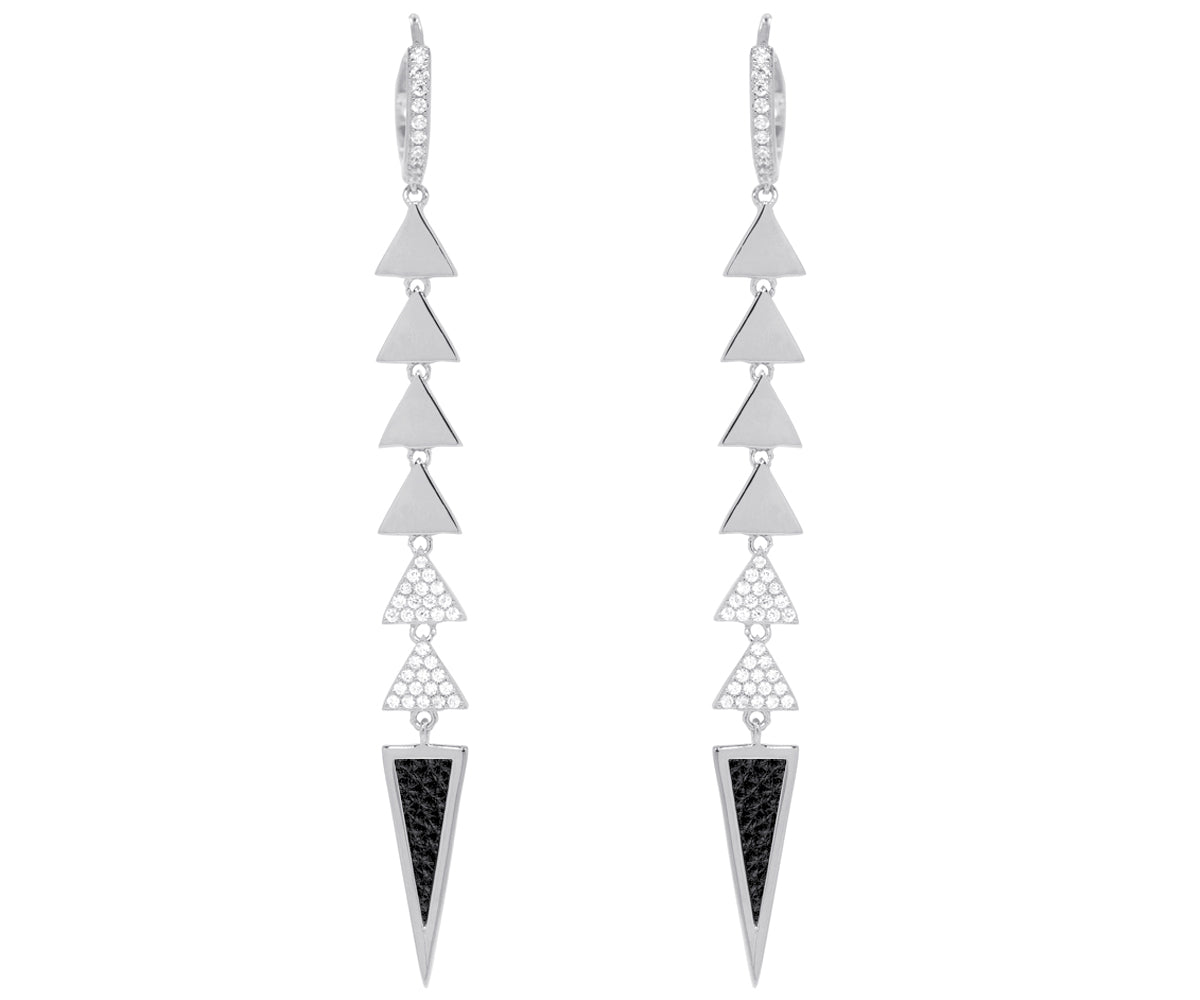 fashion statement long dangle triangle diamond hoop earrings