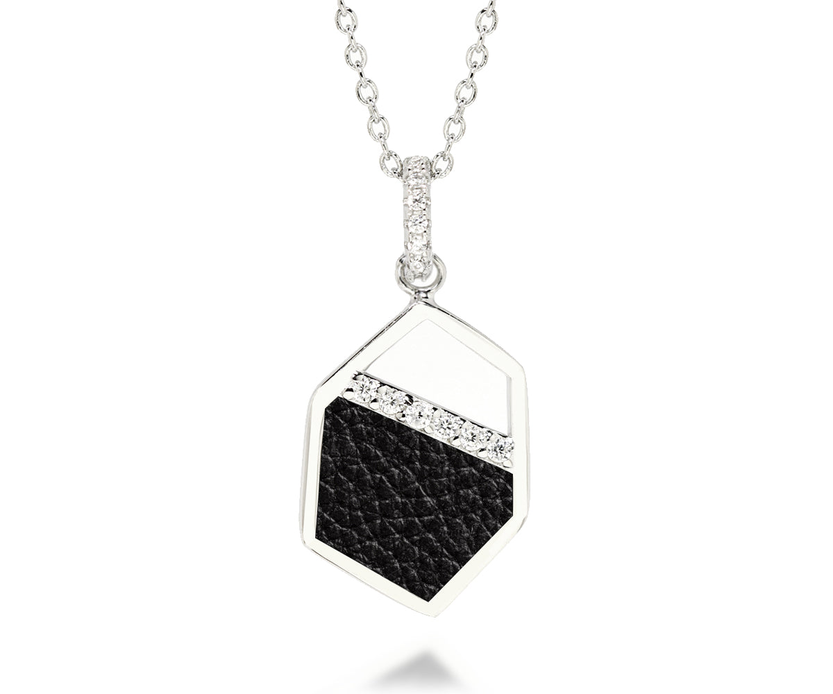 Small Geometric Leather Inlay Necklace