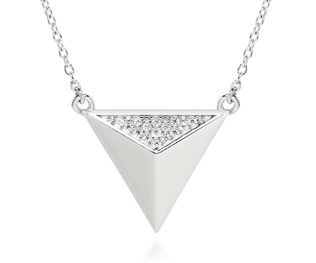 Ambrosia fashion simple pave crystal sterling silver neckalce