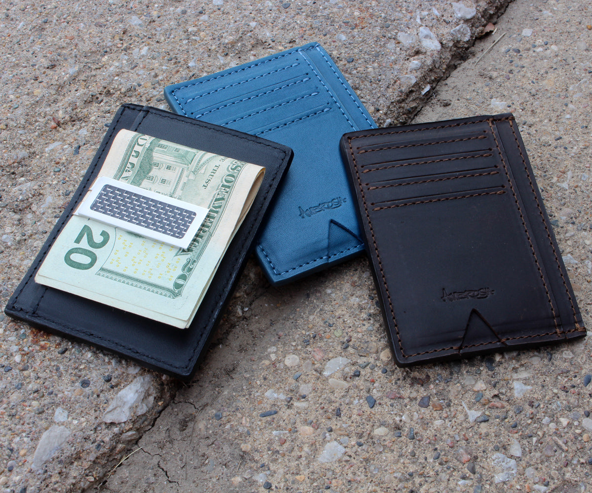 Slim Guy Front Pocket Blue Leather Wallet