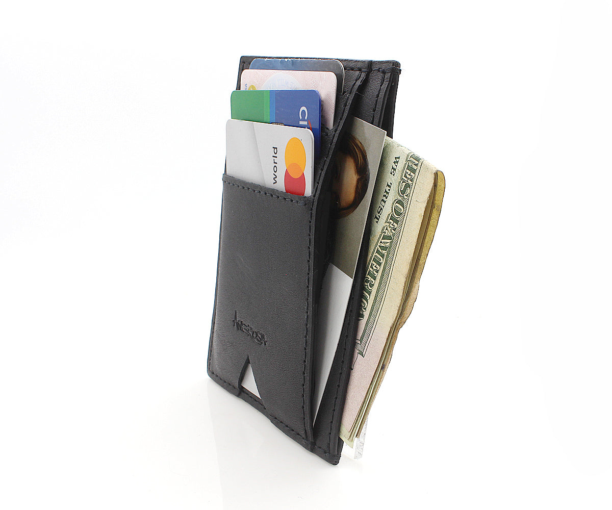 Slim Guy Front Pocket Black Leather Wallet