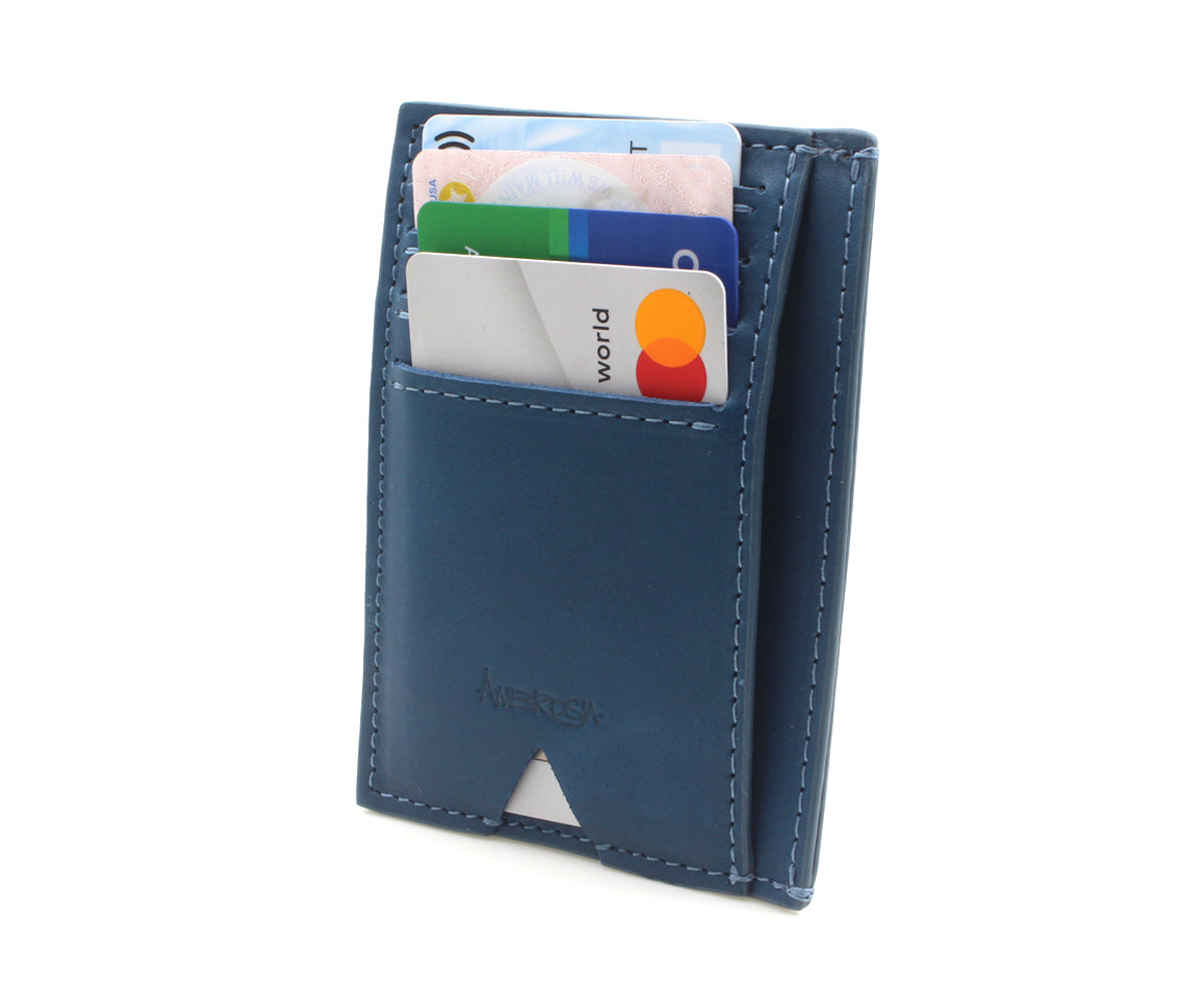 Slim Guys Front Pocket Blue Leather Wallet