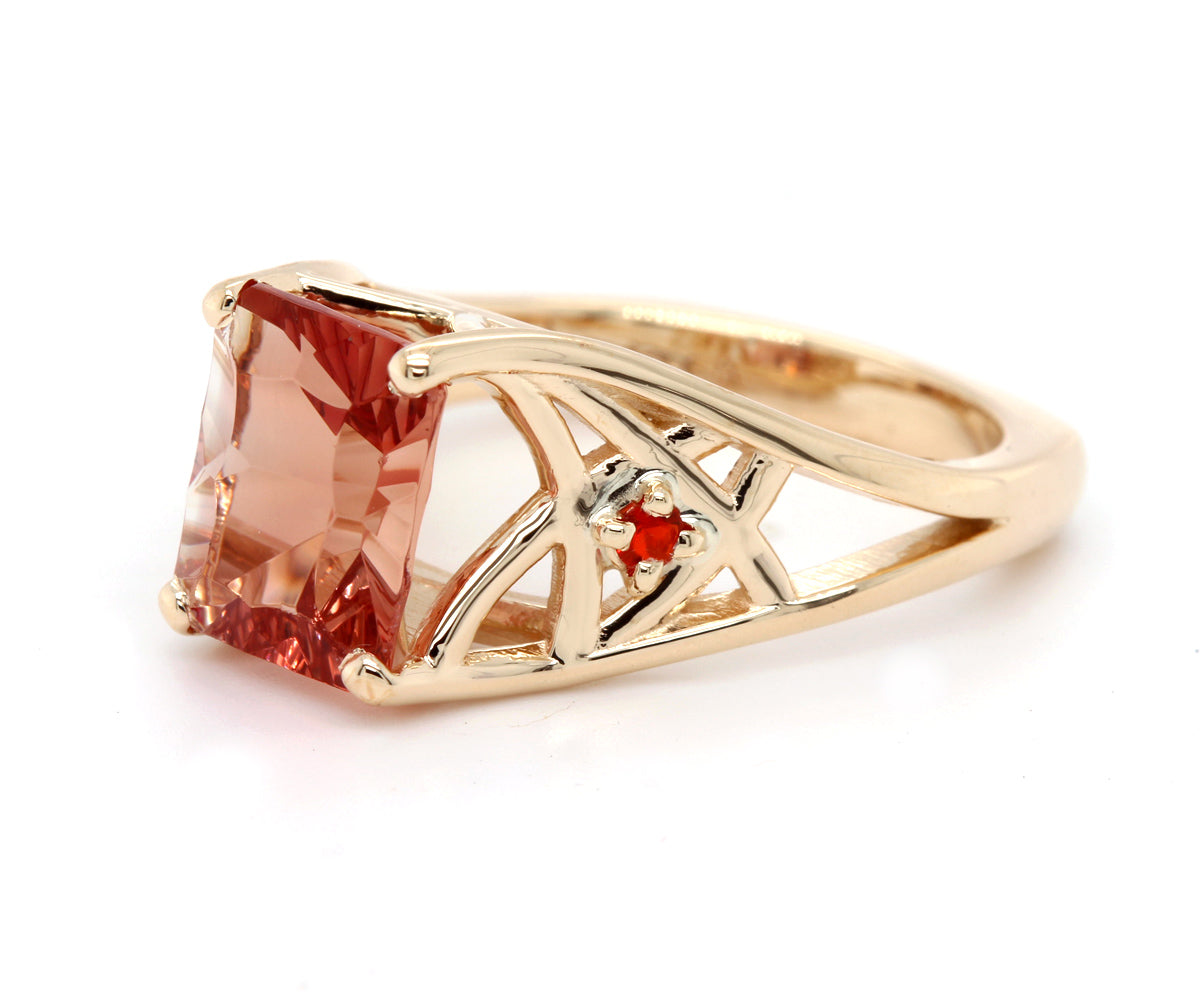 Radiant Sunstone Fire Opal Gold Ring