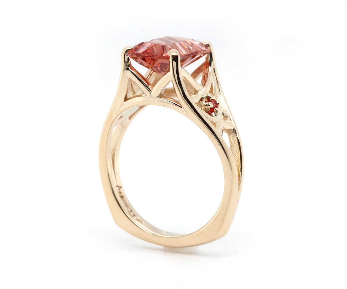 Radiant Sunstone Fire Opal Gold Ring