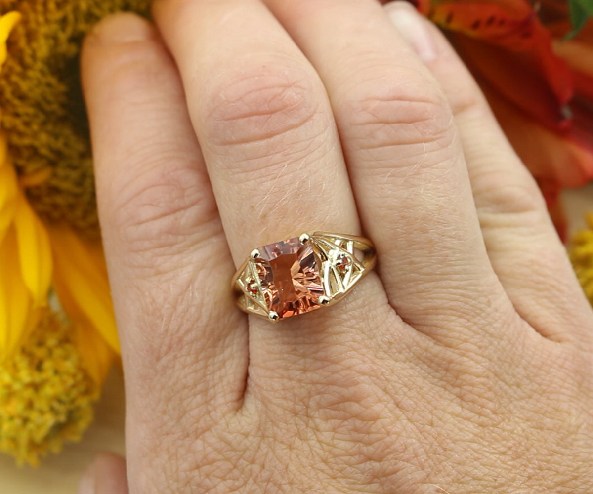 Radiant Sunstone Fire Opal Gold Ring