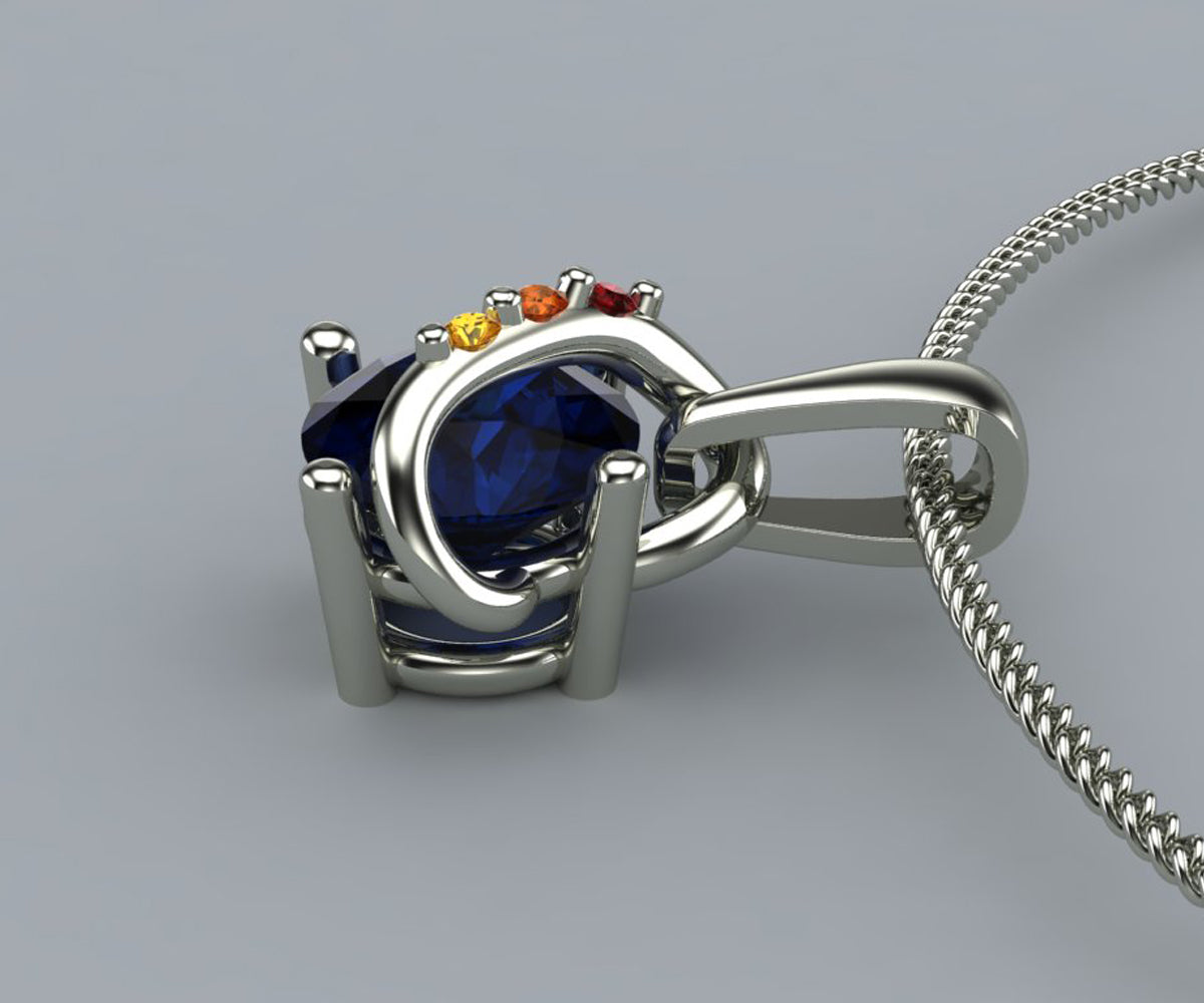 Colgante de zafiro azul colorido con forma de espiral personalizado
