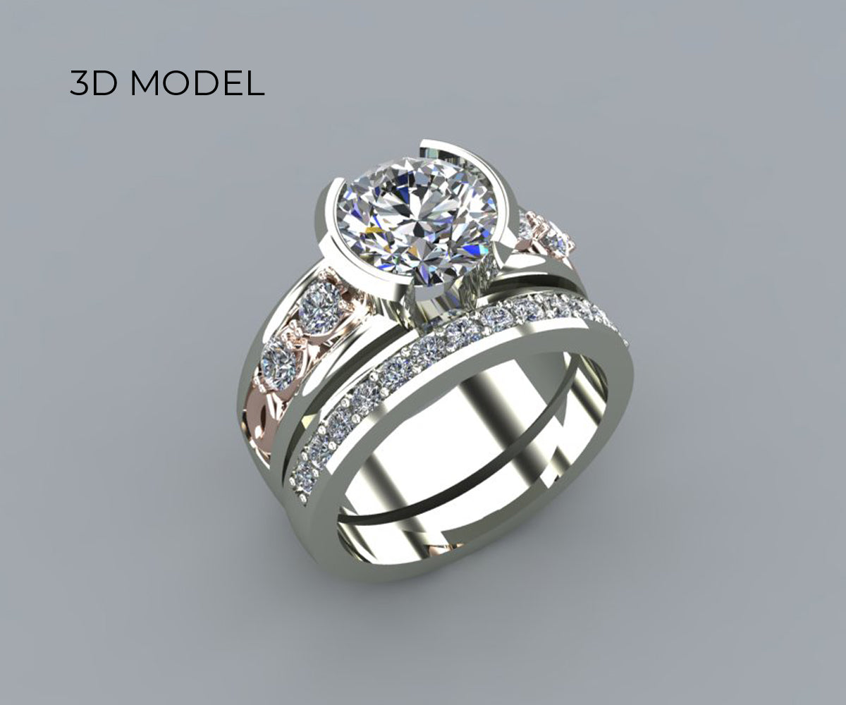 Half Bezel Rose Gold Infinity Diamond Wedding Ring