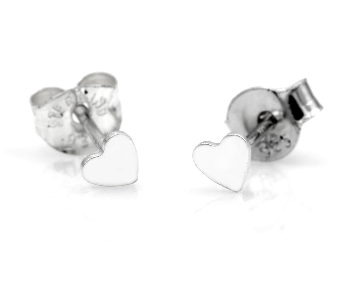 Teeny Tiny Heart Silver Stud Earrings
