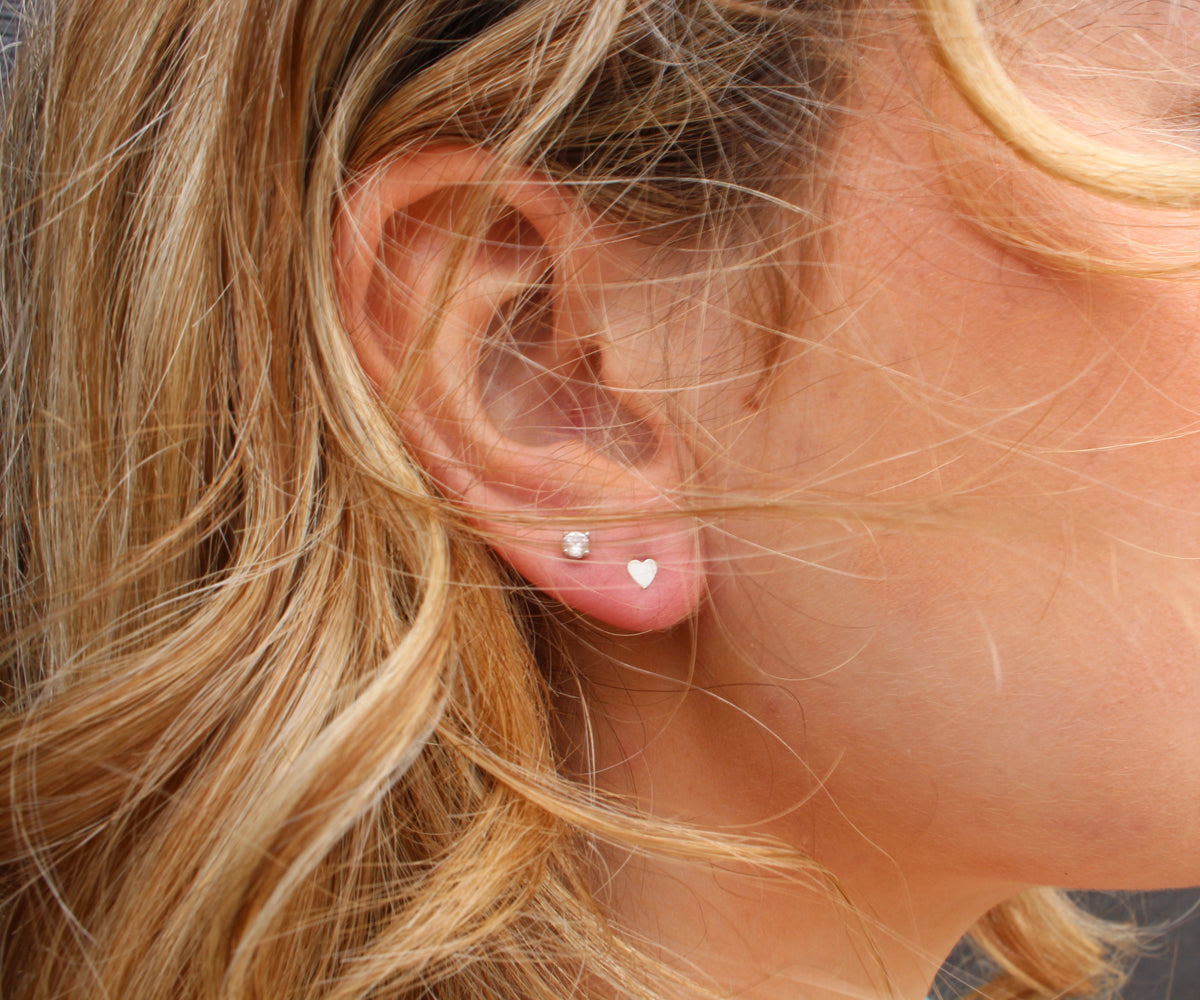 Teeny Tiny Heart Gold Stud Earrings