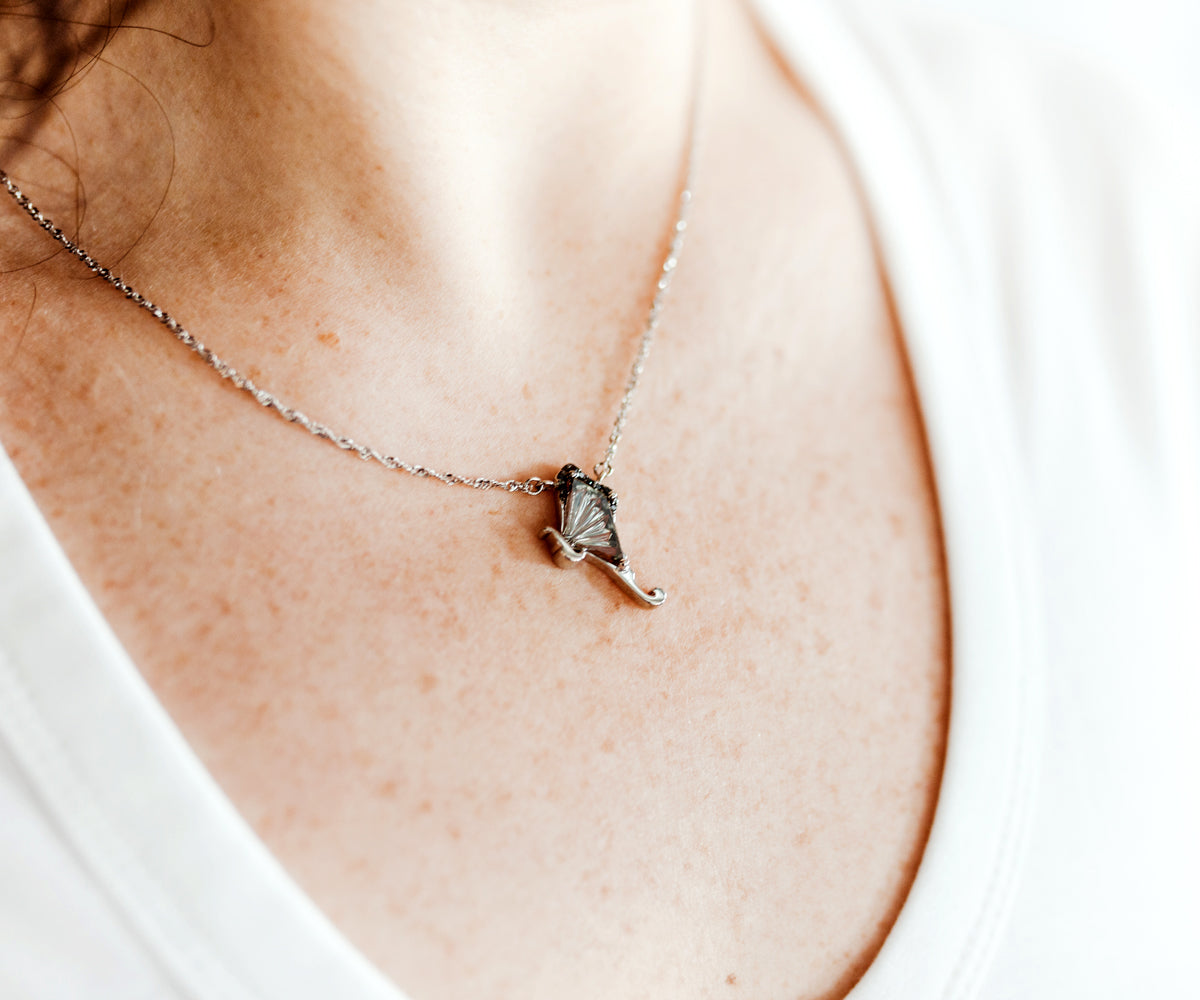 Gray Tourmaline Butterfly Necklace