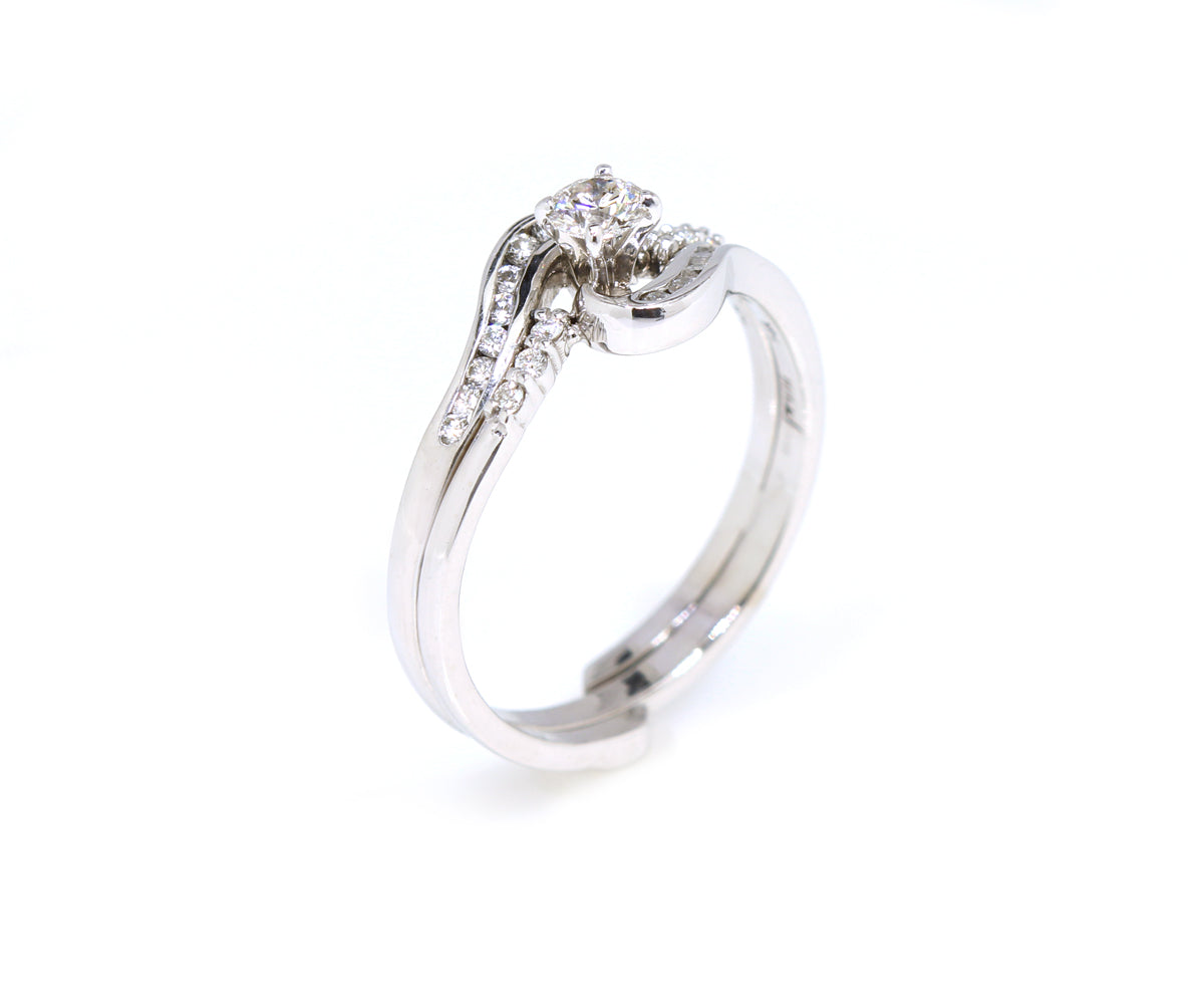 Curved Twist Diamond Channel Wedding Ring