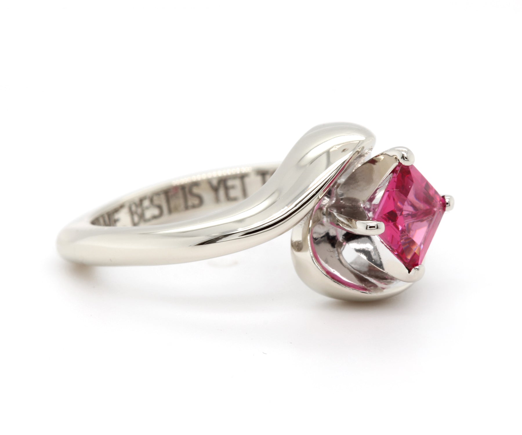 Asymmetrical Twist Pink Spinel Diamond Engagement Ring