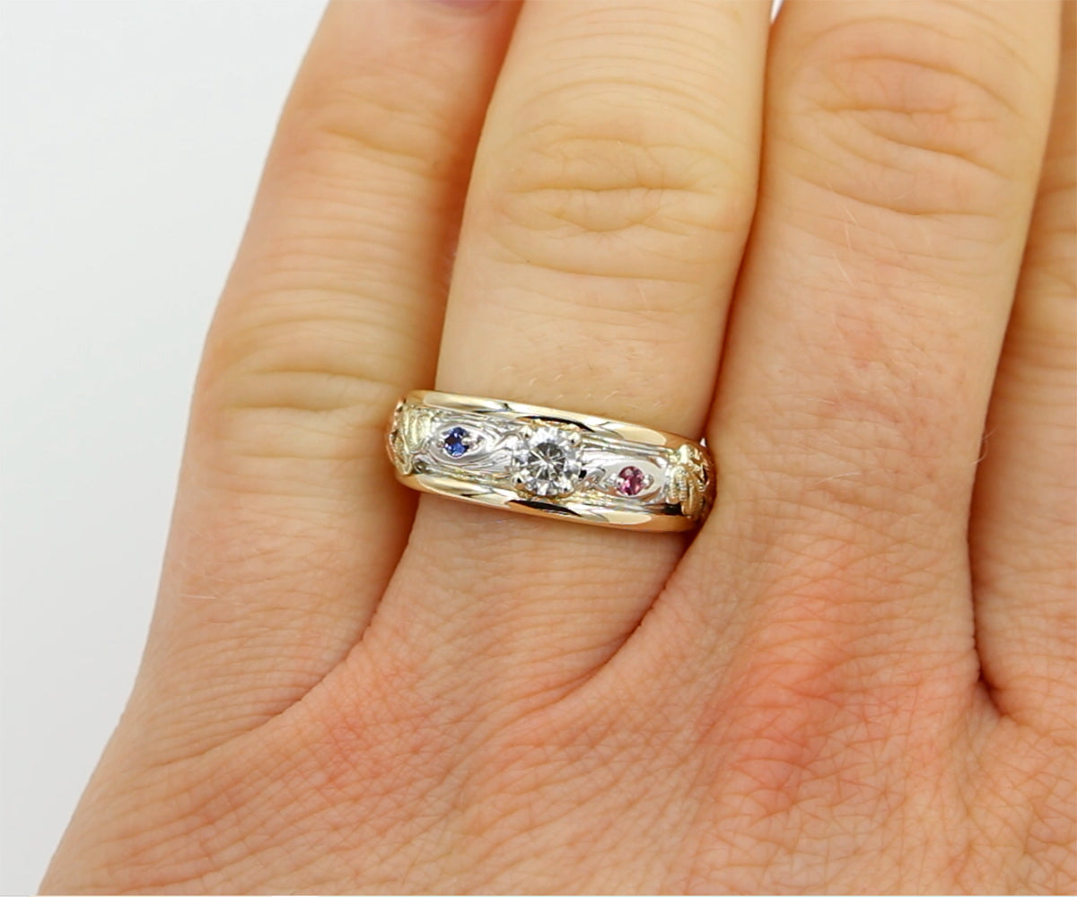 Two Tone Black Hills Gold Family Ring Redesign