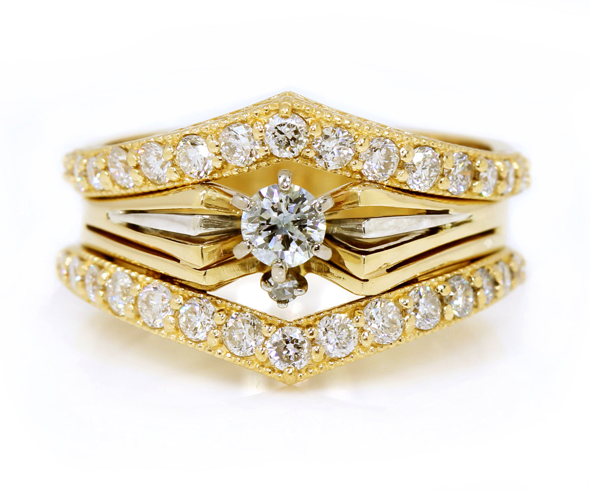 Angled V-Shaped Wedding Ring Set Redesign
