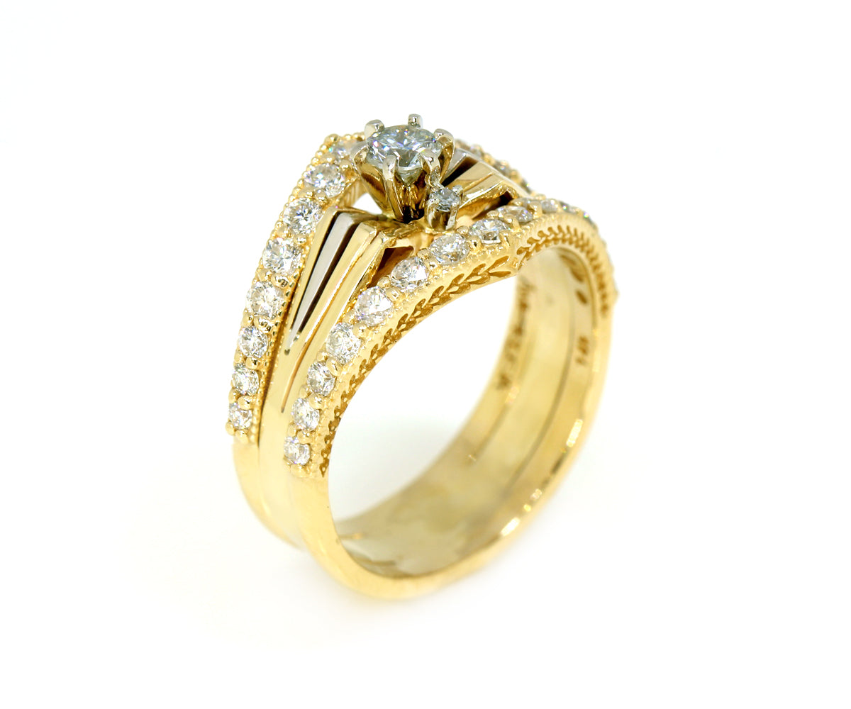 Angled V-Shaped Wedding Ring Set Redesign