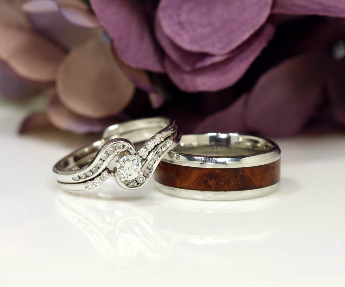 Curved Twist Diamond Channel Wedding Ring