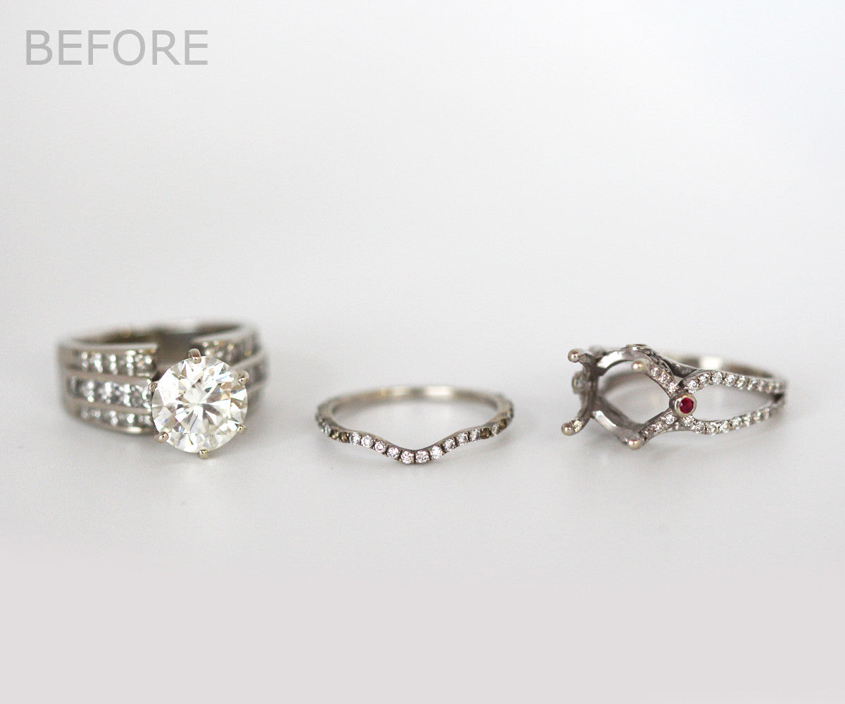 Modern Pink and White Diamond Wedding Ring