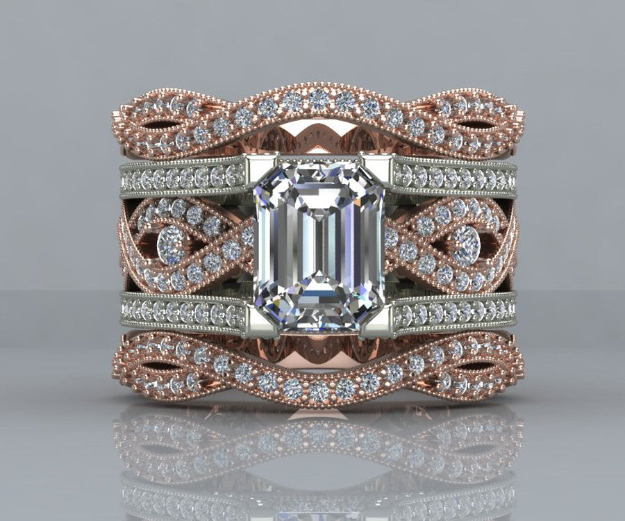 Pink and White Twist Diamond Wedding Ring