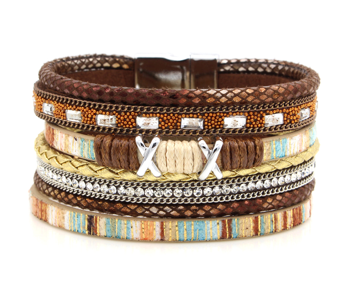 Boho Tan Multicolor Leather Bracelet