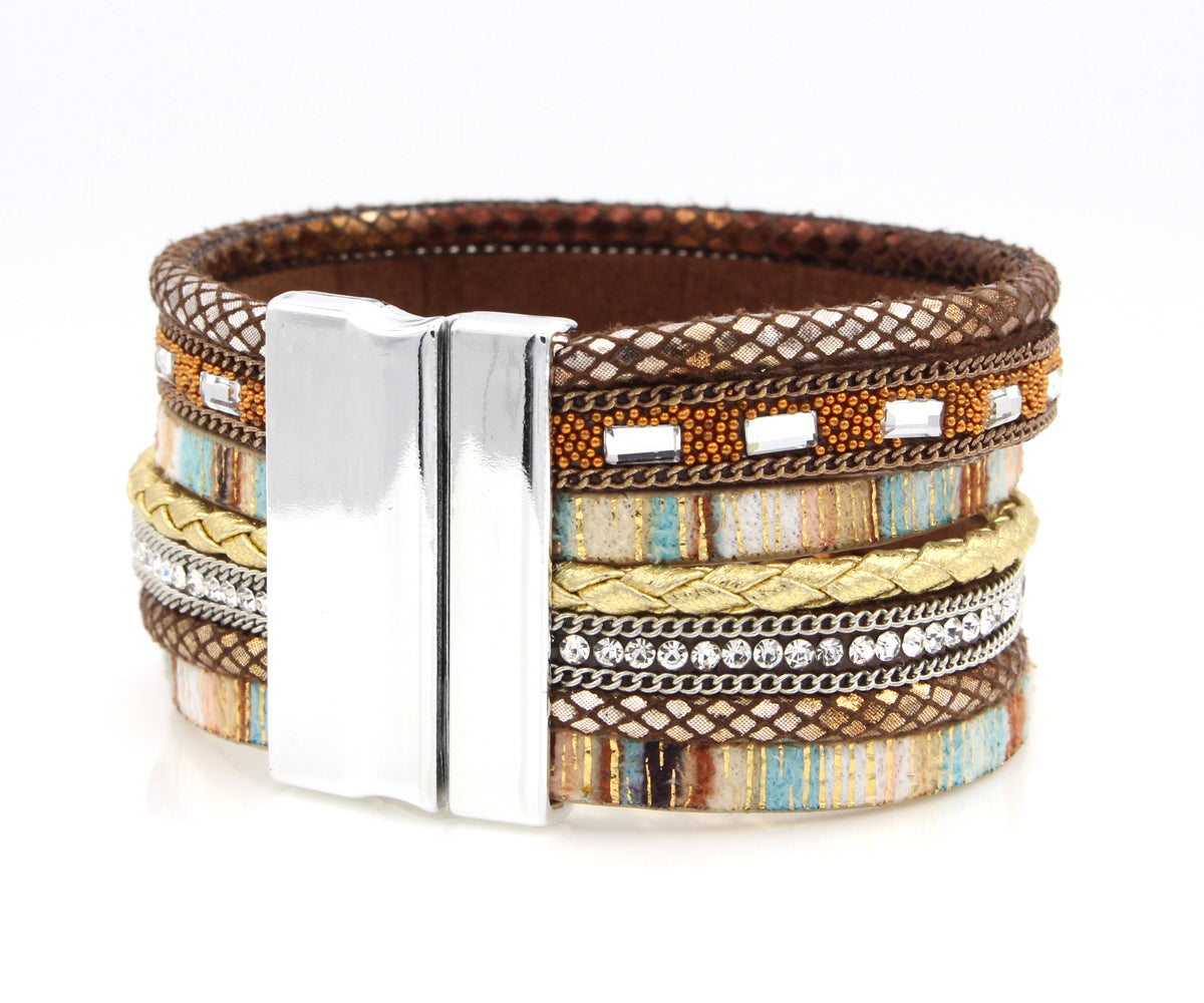 Boho Tan Multicolor Leather Bracelet