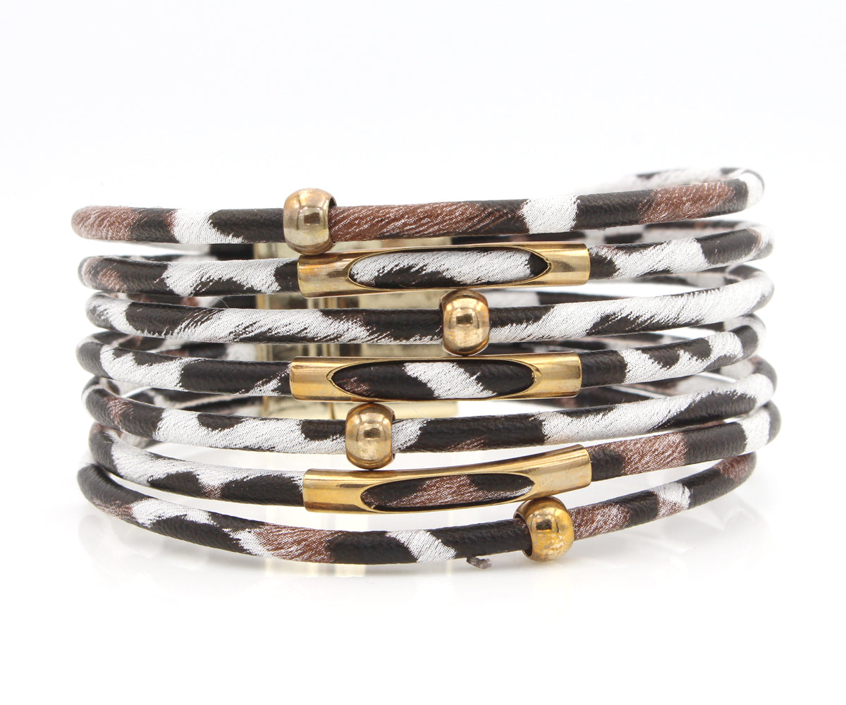 White Animal Multirow Leather Bracelet