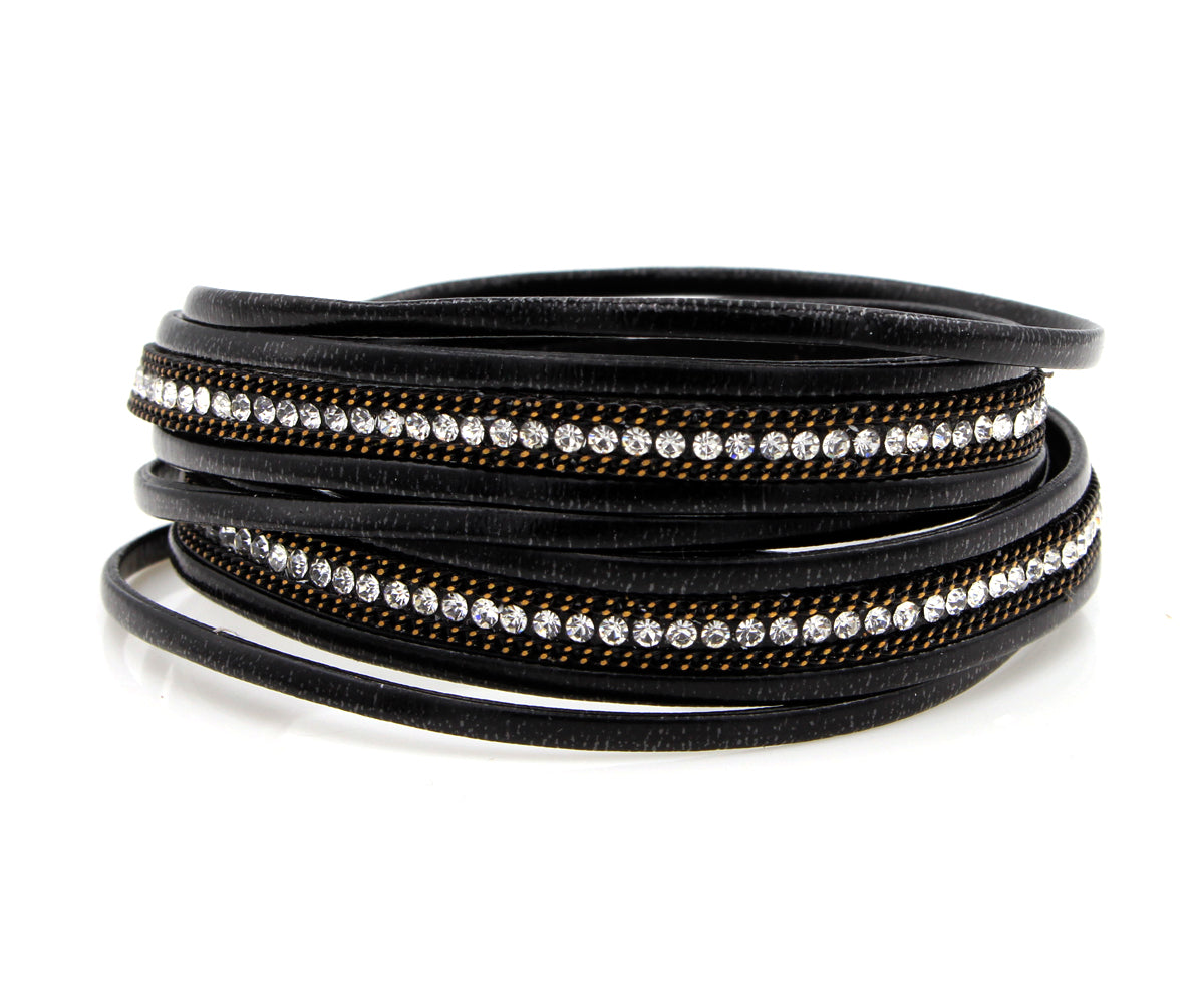 Sparkly Metallic Black Double Wrap Bracelet