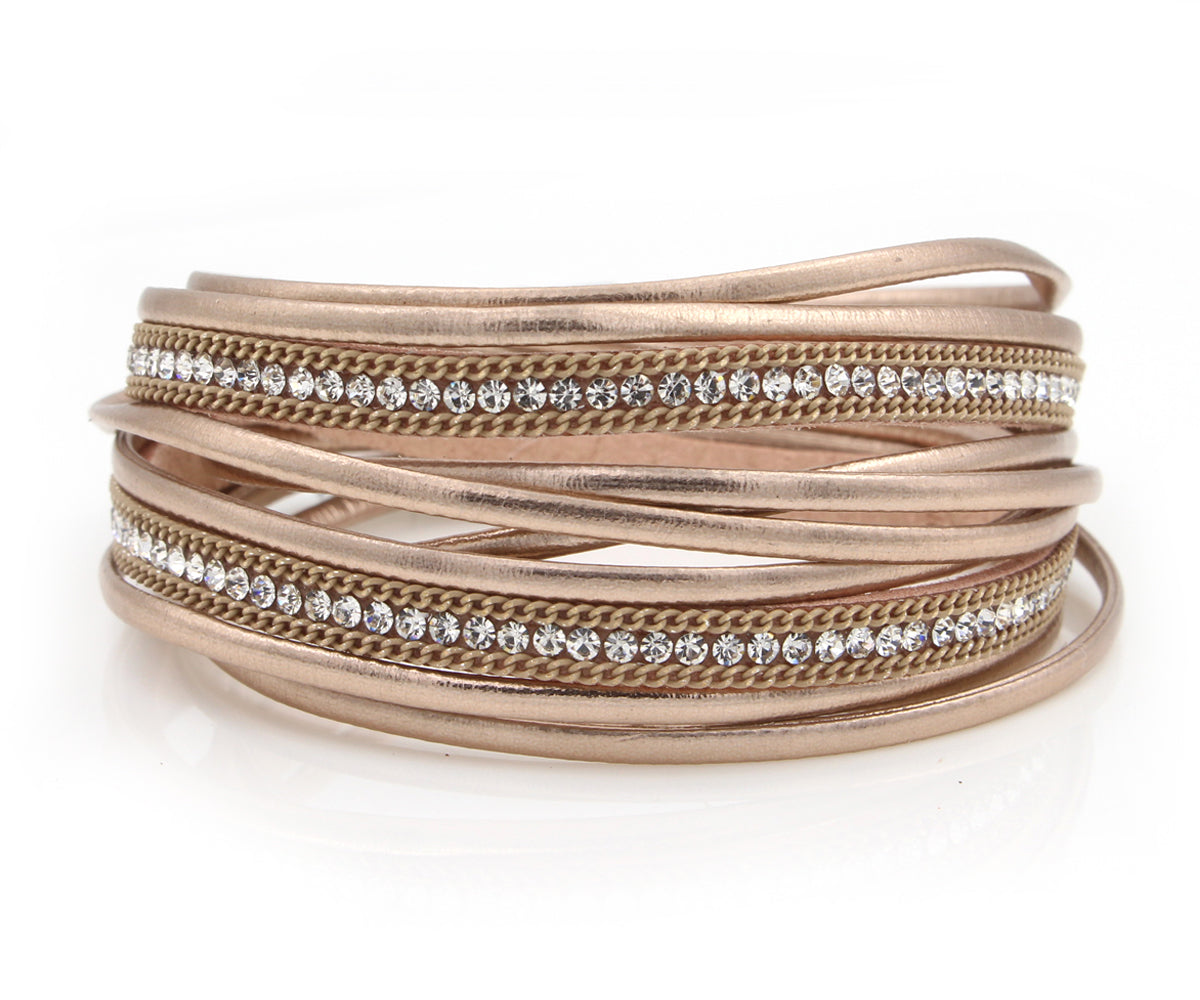 Sparkly Metallic Champagne Double Wrap Bracelet