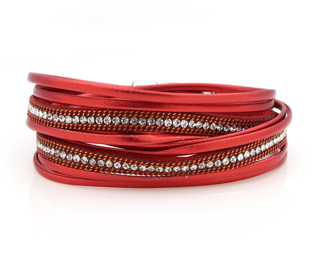 Sparkly Metallic Red Double Wrap Bracelet