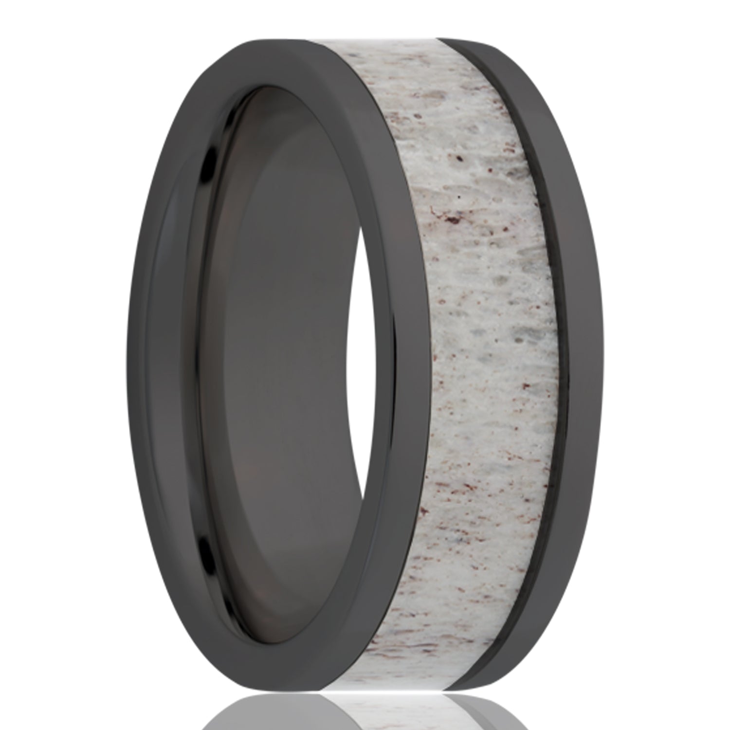 Black Diamond Ceramic ring with an antler inlay