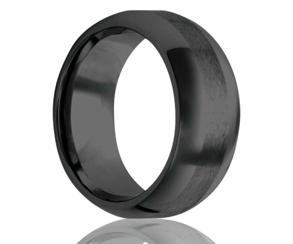Anillo de cerámica con centro de satén negro