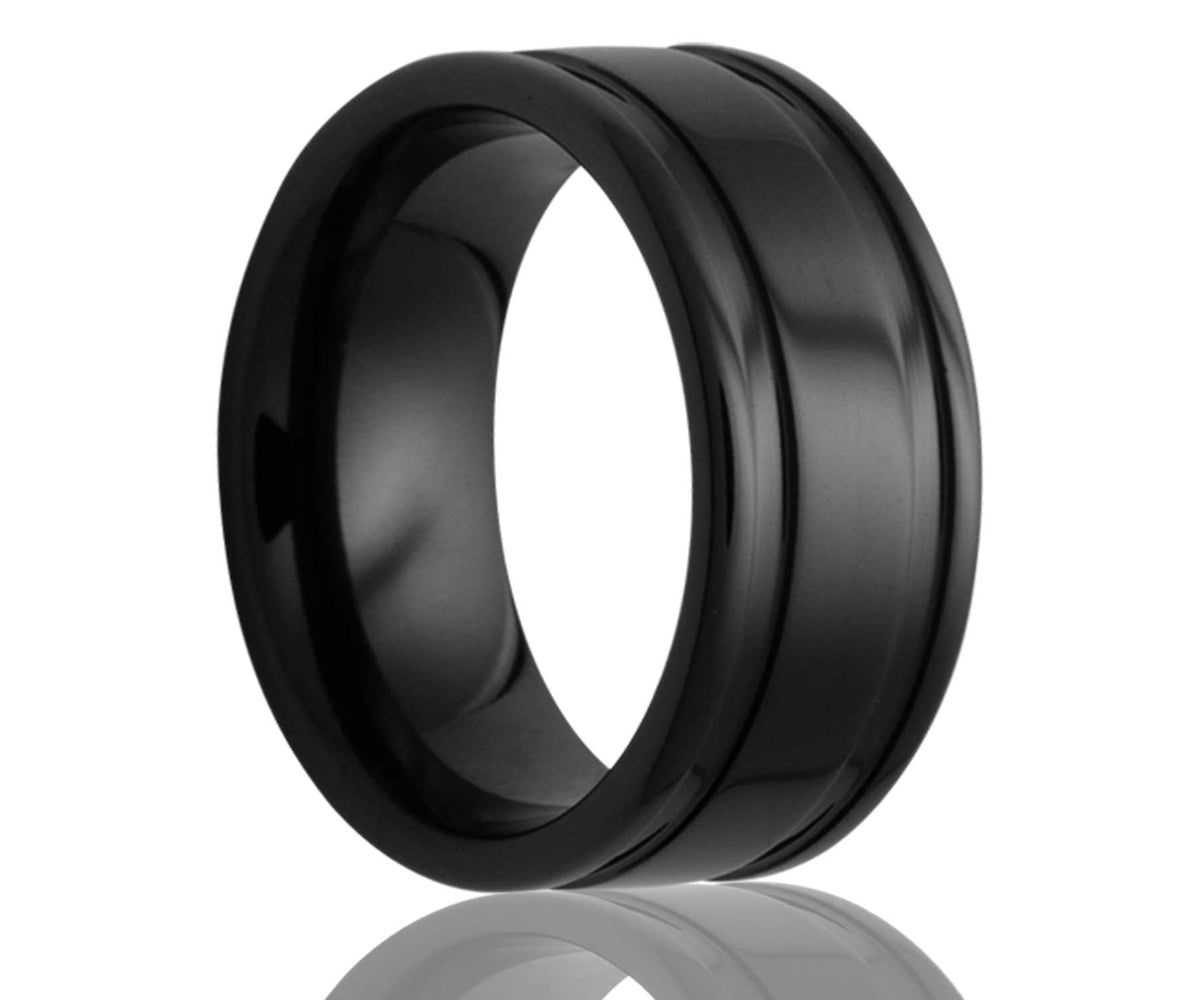 Anillo de cerámica con ranuras profundas de color negro