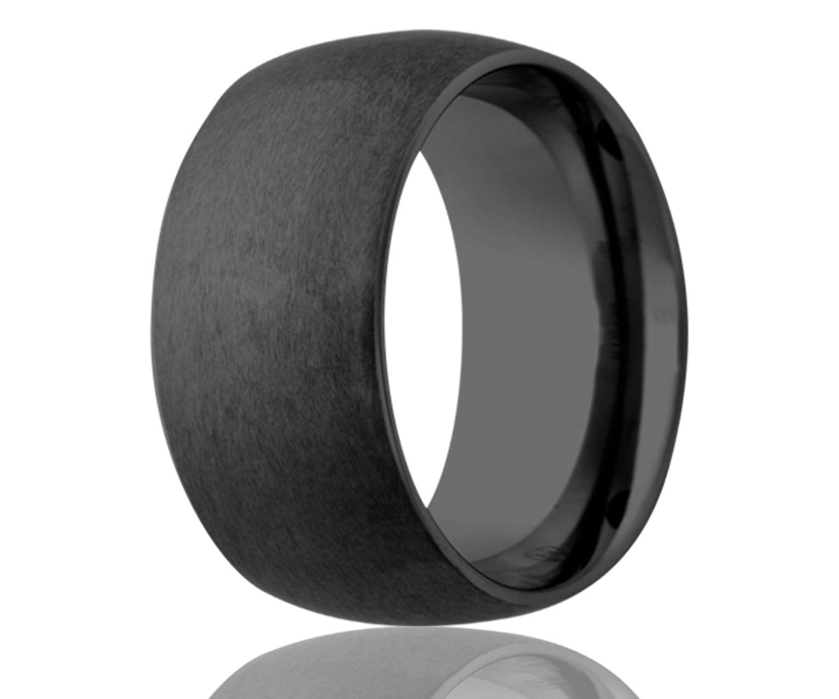 Black Ceramic Classic Domed Satin Ring