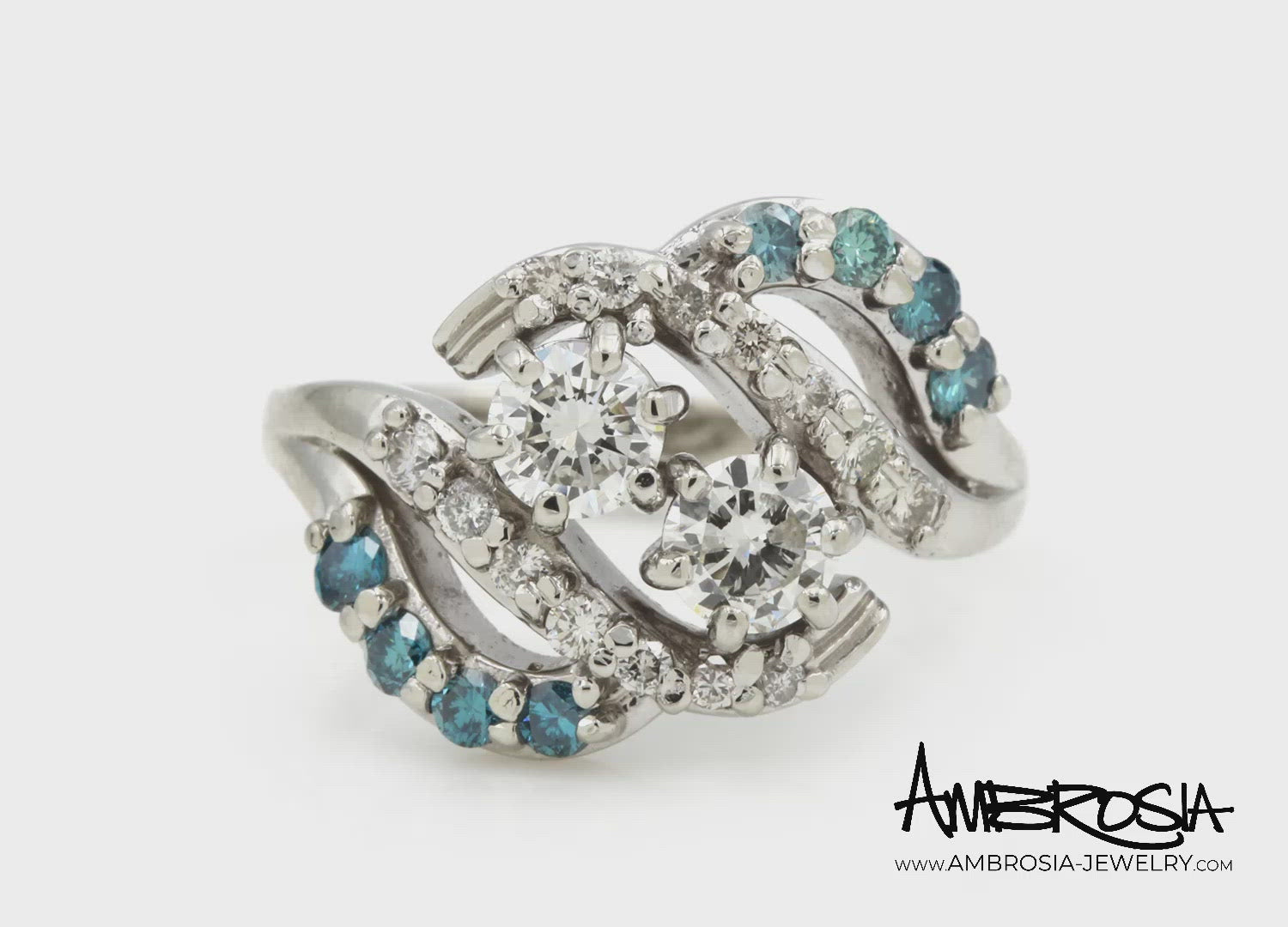 Blue Diamond Double Curved Redesigned Ring