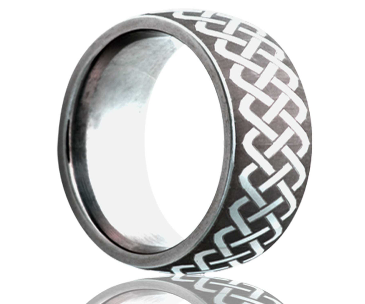 Anillo tejido con cúpula de cobalto grabada con láser