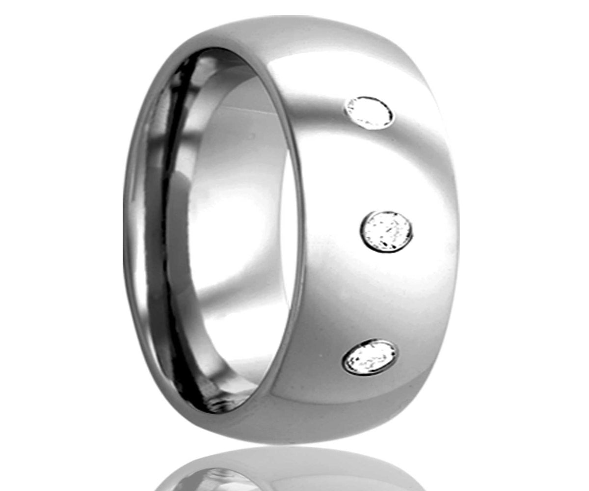 Anillo de diamantes abovedados de cobalto