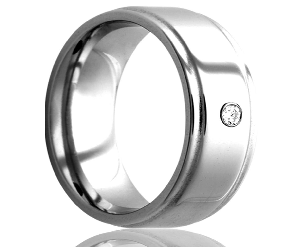 Anillo de diamantes con borde escalonado y cobalto