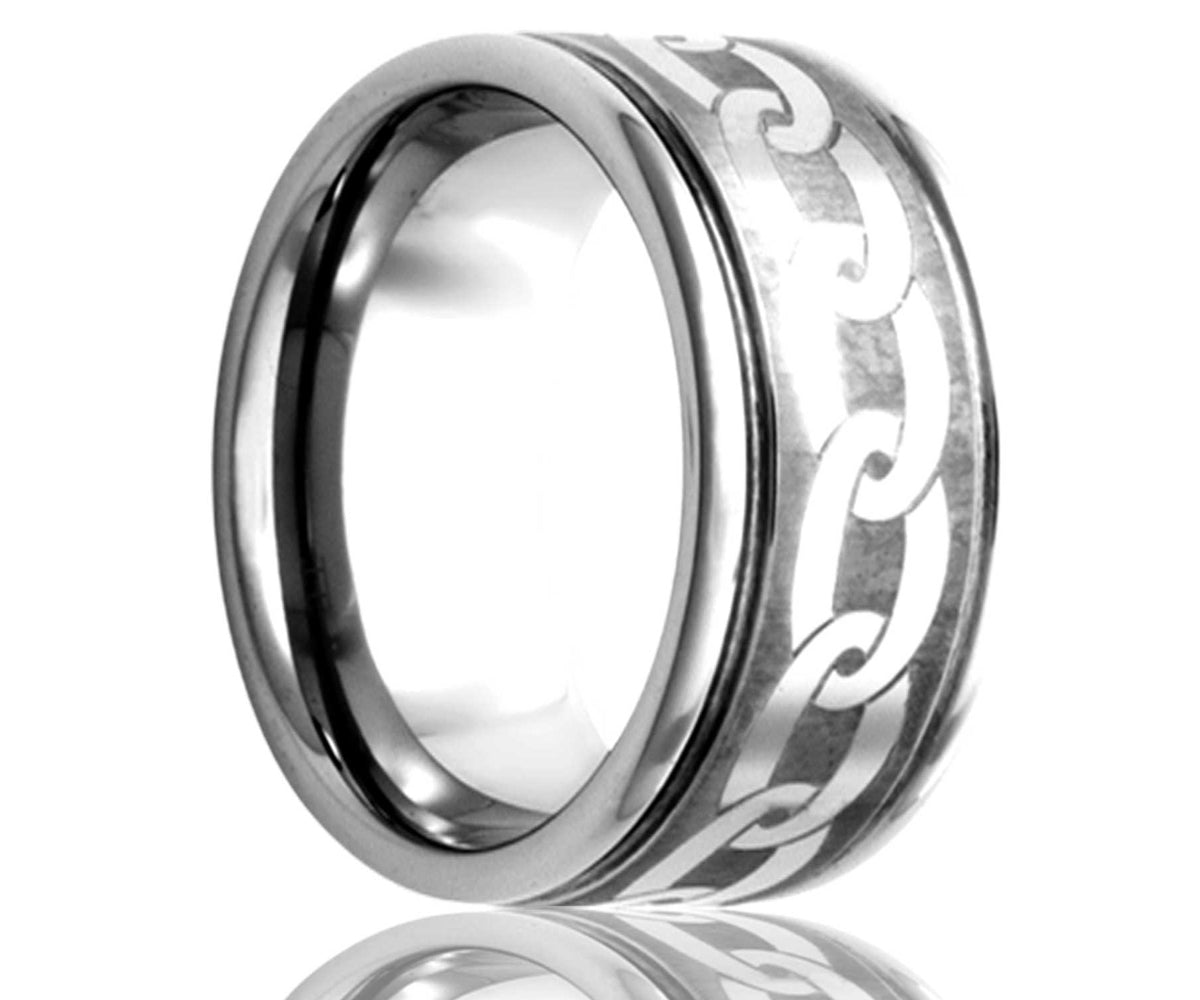 Anillo de cadena grabado con láser con ranuras profundas de cobalto