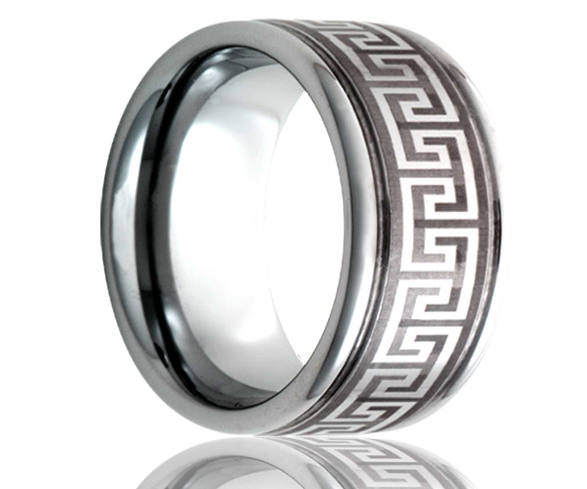 Anillo geométrico grabado con láser con ranuras profundas de cobalto