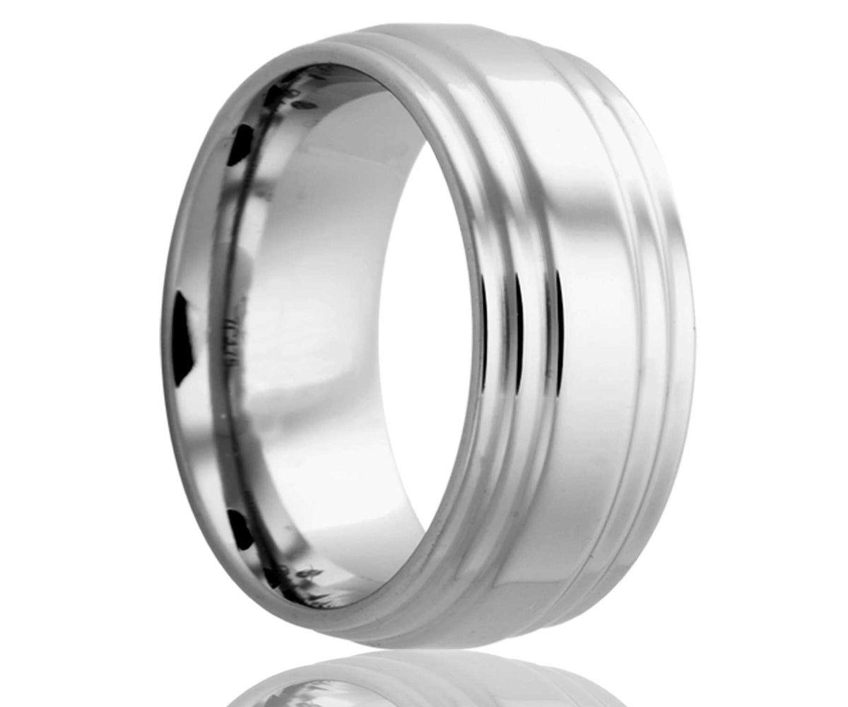 Anillo de cobalto con borde escalonado doble