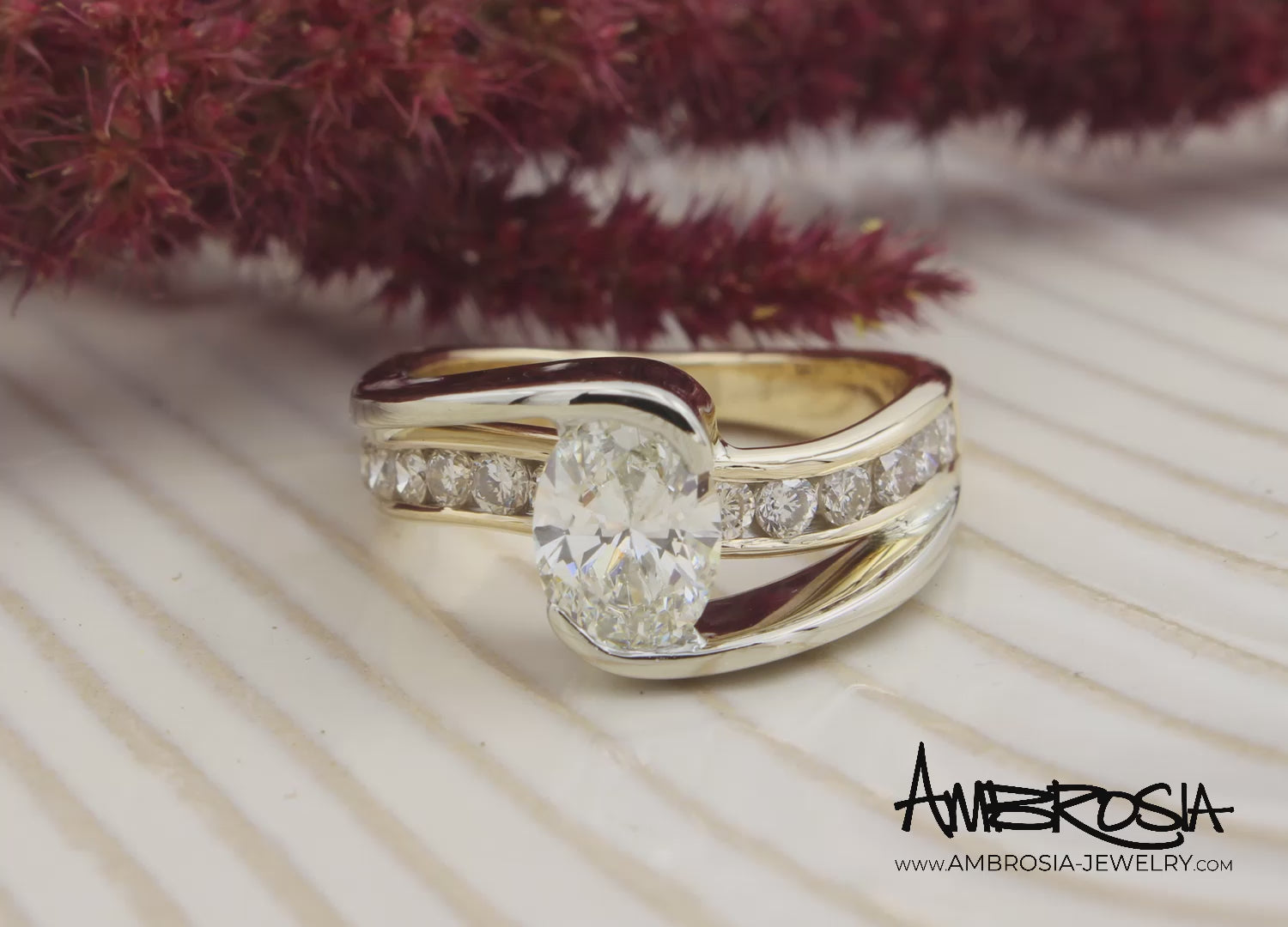 Two Tone Oval Curved Wedding Ring Redesigned
