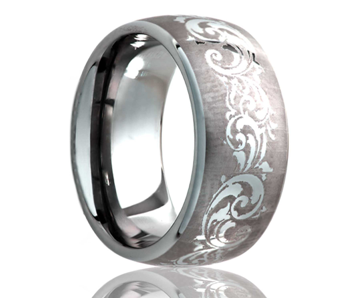 Anillo de titanio con forma de espiral grabado con láser