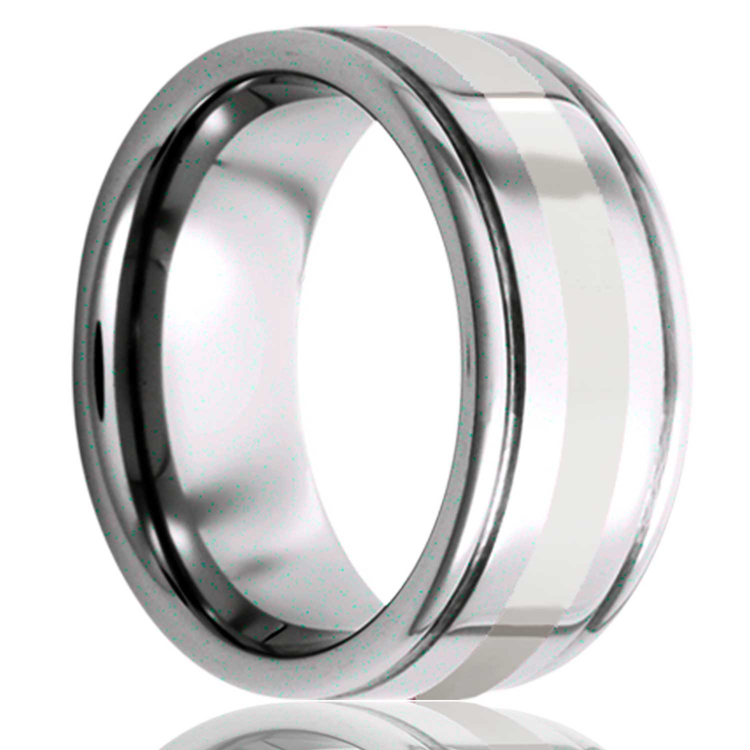 Men's Deep grooved Tungsten Band With A 2mm Platinum Inlay Wedding Ring