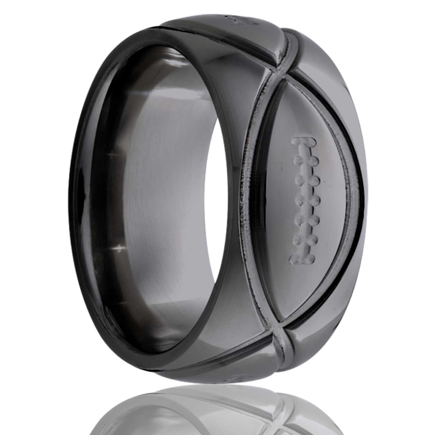 Men's Dome Zirconium ring with a milled pattern Wedding Ring