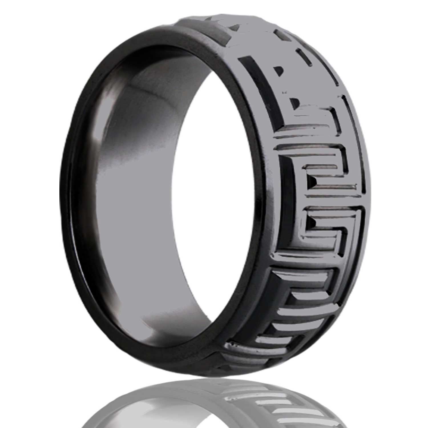 Men's Dome Zirconium ring with a milled pattern Wedding Ring