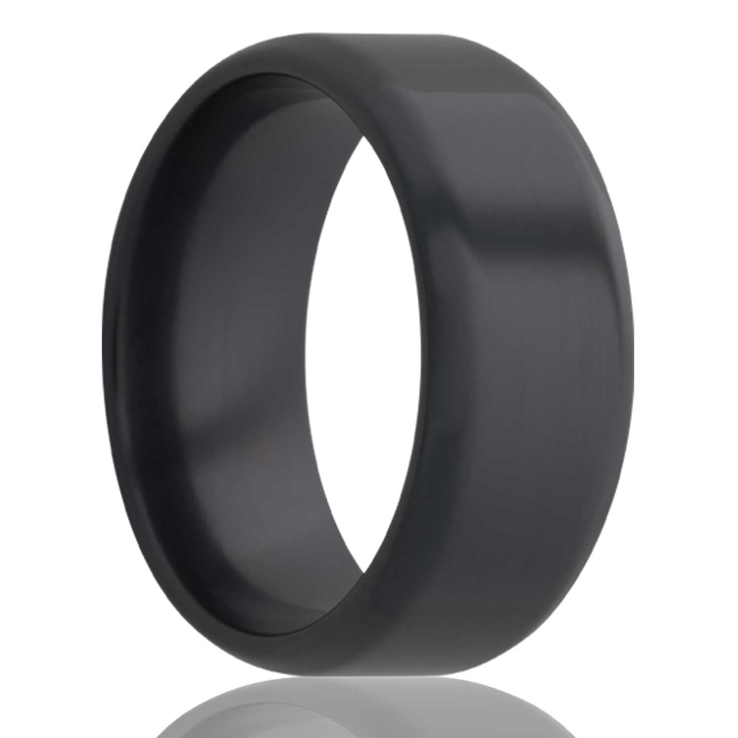 Beveled Edge Polished Black Zirconium Ring mens band