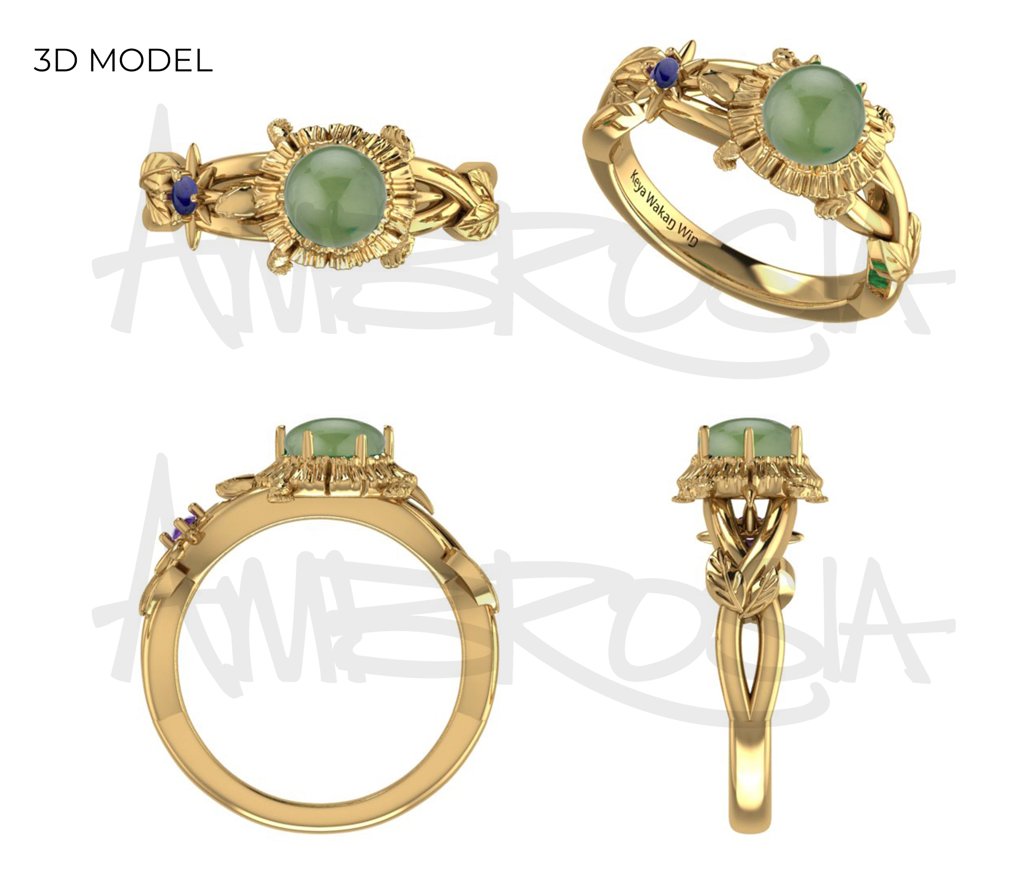 Jadeite Turtle North Star Gold Ring