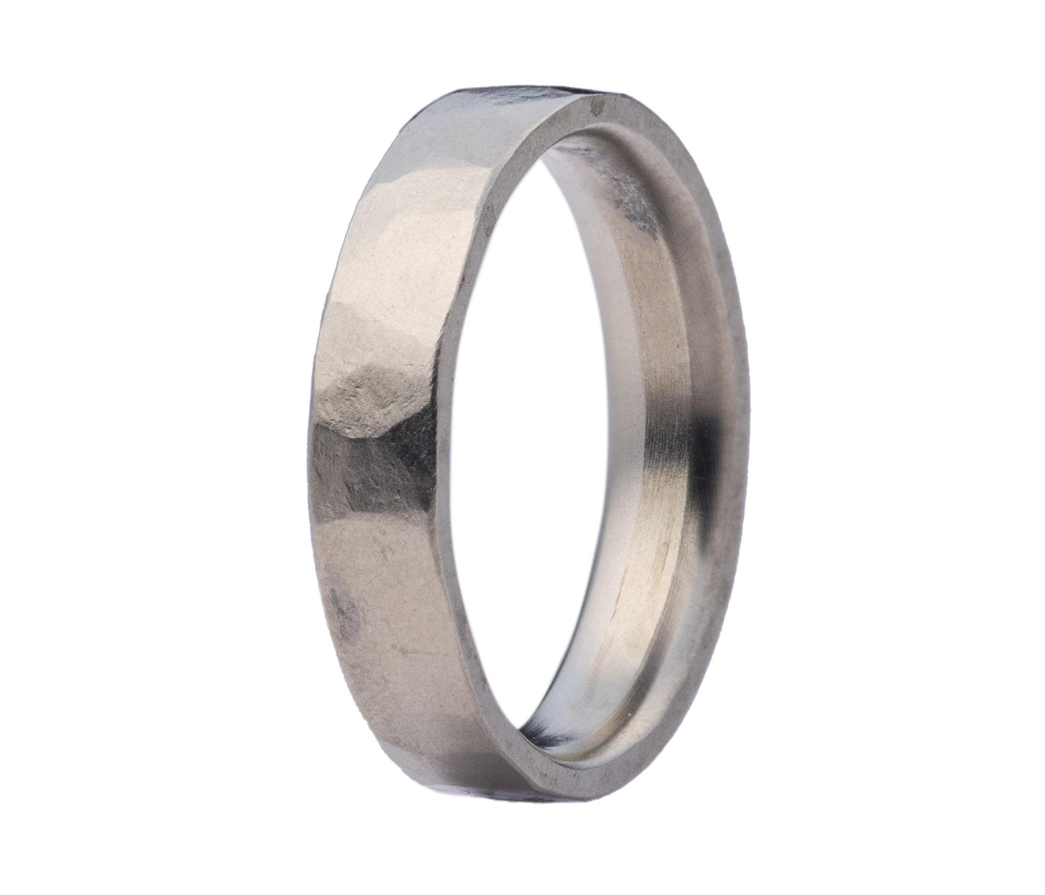 Titanium Thin Hand Forged Hammered Ring
