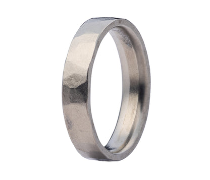 Titanium Thin Hand Forged Hammered Ring