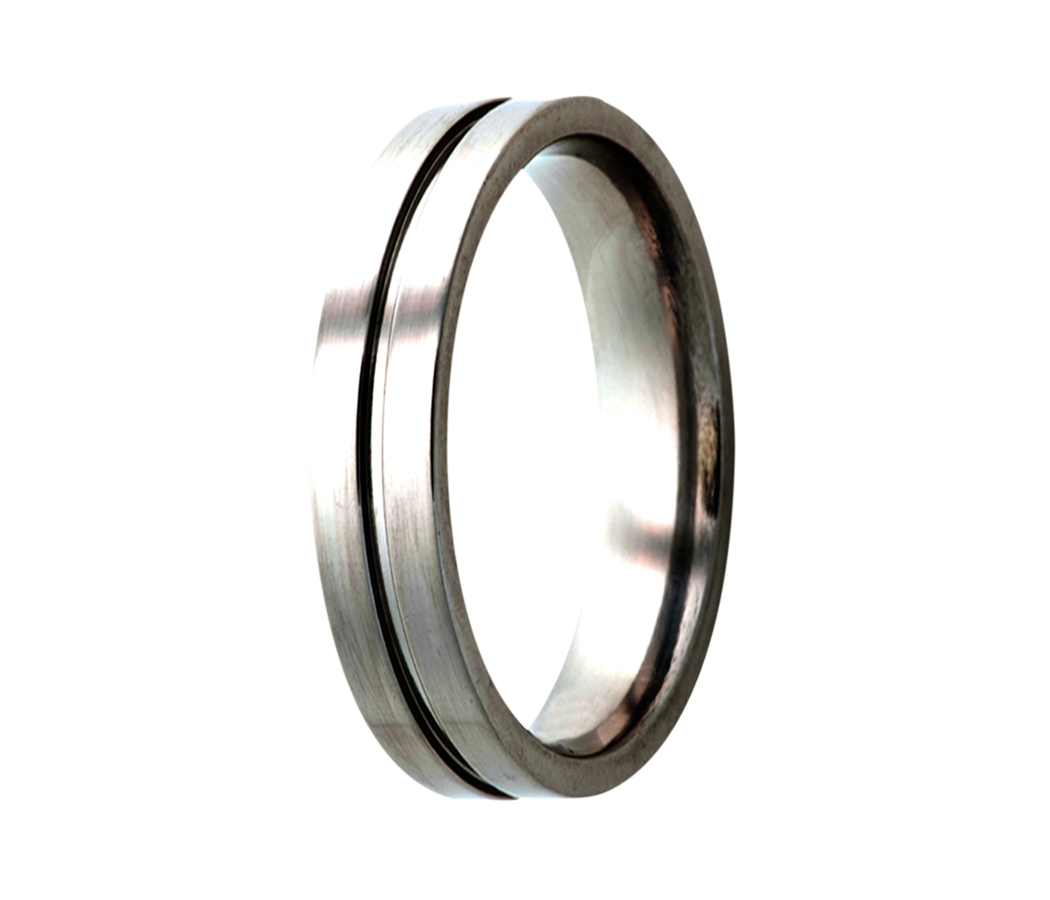 Titanium Split Groove Polished Ring