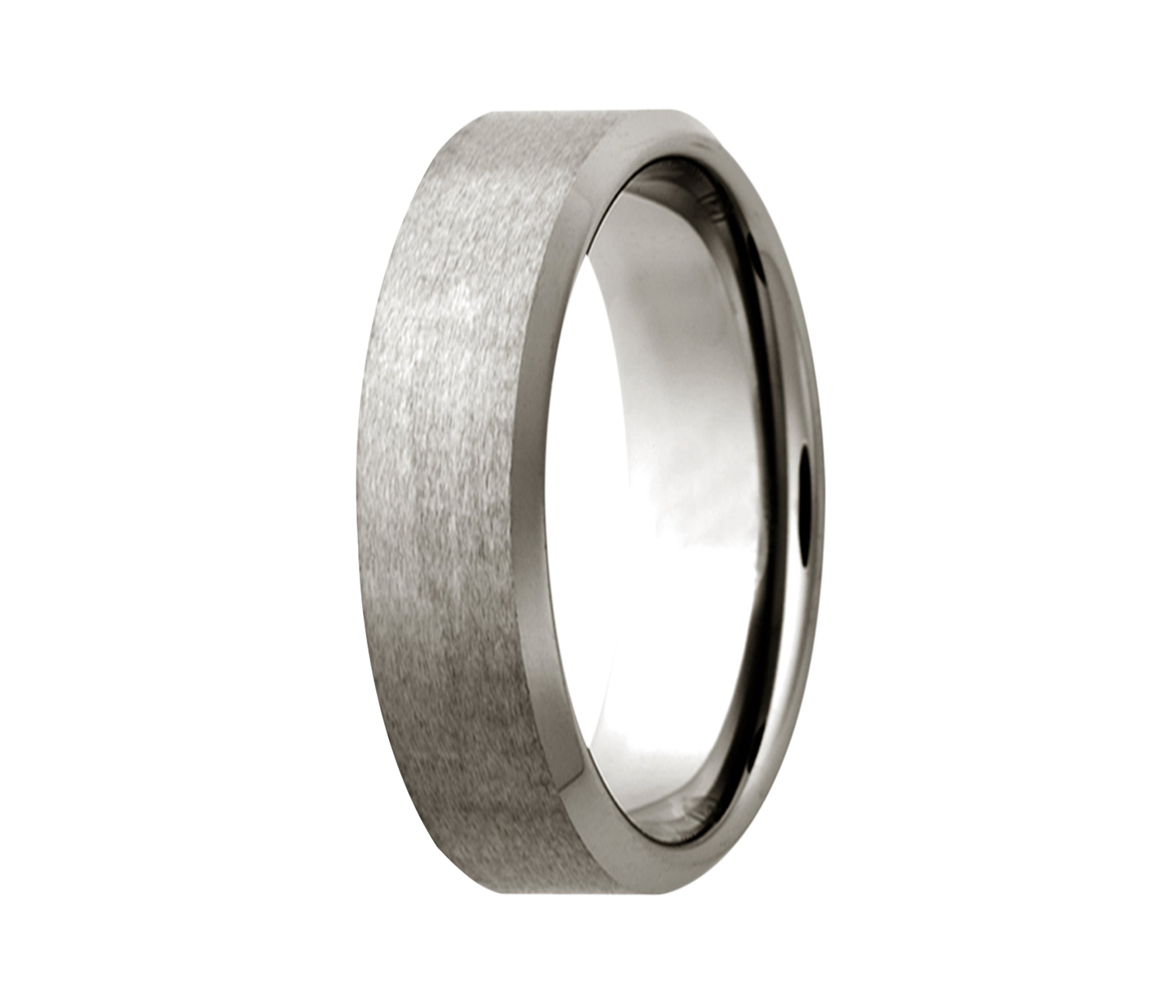 Titanium Classic Beveled Edge Satin Ring